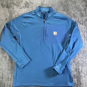 Carhartt Force Relaxed Fit Quarter‎ Zip Pullover Blue Long Sleeve Women Medium